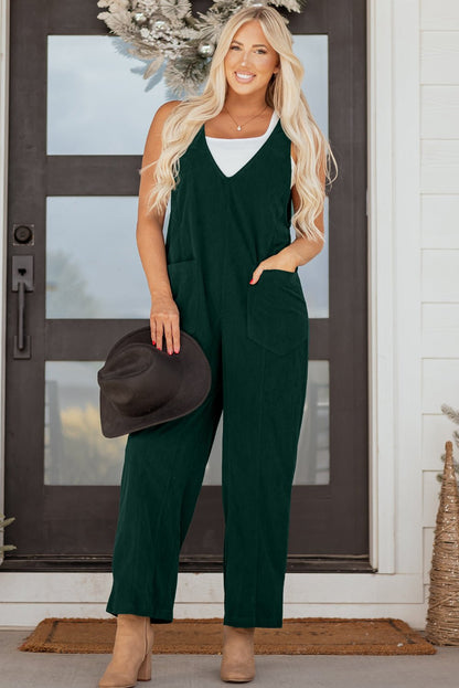 Elle Corduroy Patched Sleeveless Jumpsuit - Hello Beautiful Boutique15% OFFThreaded Pear