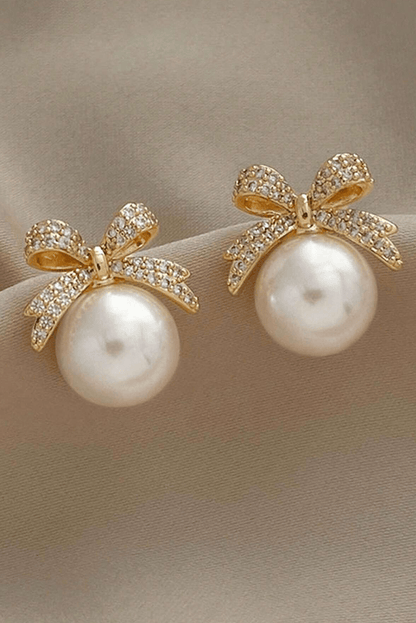 Ellis Rhinestone Bowknot Pearl Earrings - Hello Beautiful BoutiqueJewelryThreaded Pear