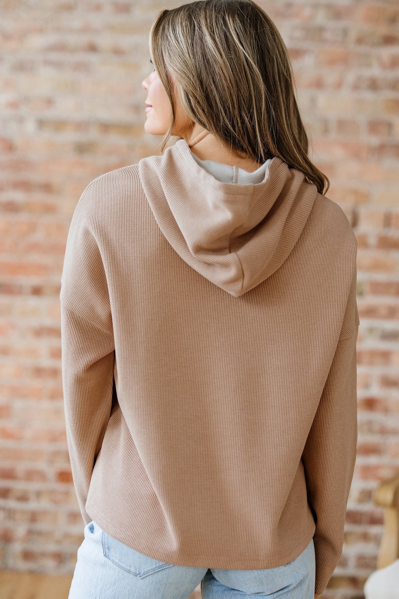 Elodie Textured Drawstring Baggy Hoodie - Hello Beautiful BoutiqueSweatshirts & HoodiesThreaded Pear