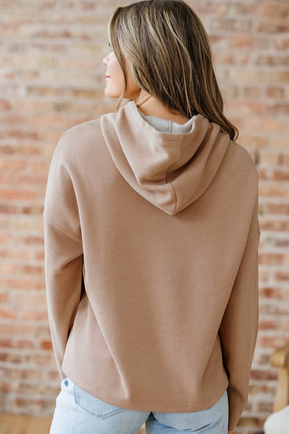 Elodie Textured Drawstring Baggy Hoodie - Hello Beautiful BoutiqueSweatshirts & HoodiesThreaded Pear