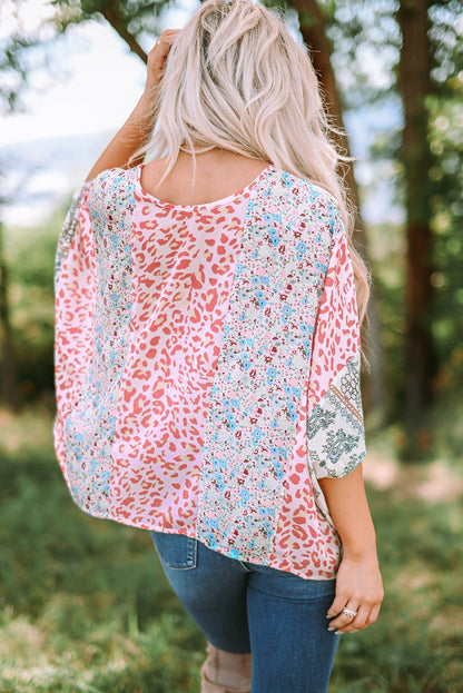 Elora Mix Print Cape Top - Hello Beautiful Boutique20% OFFThreaded Pear