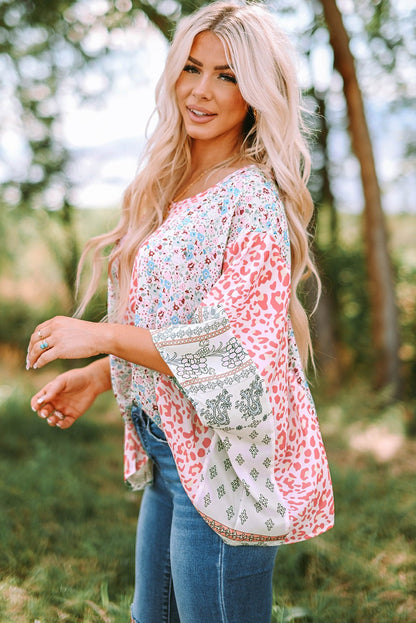 Elora Mix Print Cape Top - Hello Beautiful Boutique20% OFFThreaded Pear