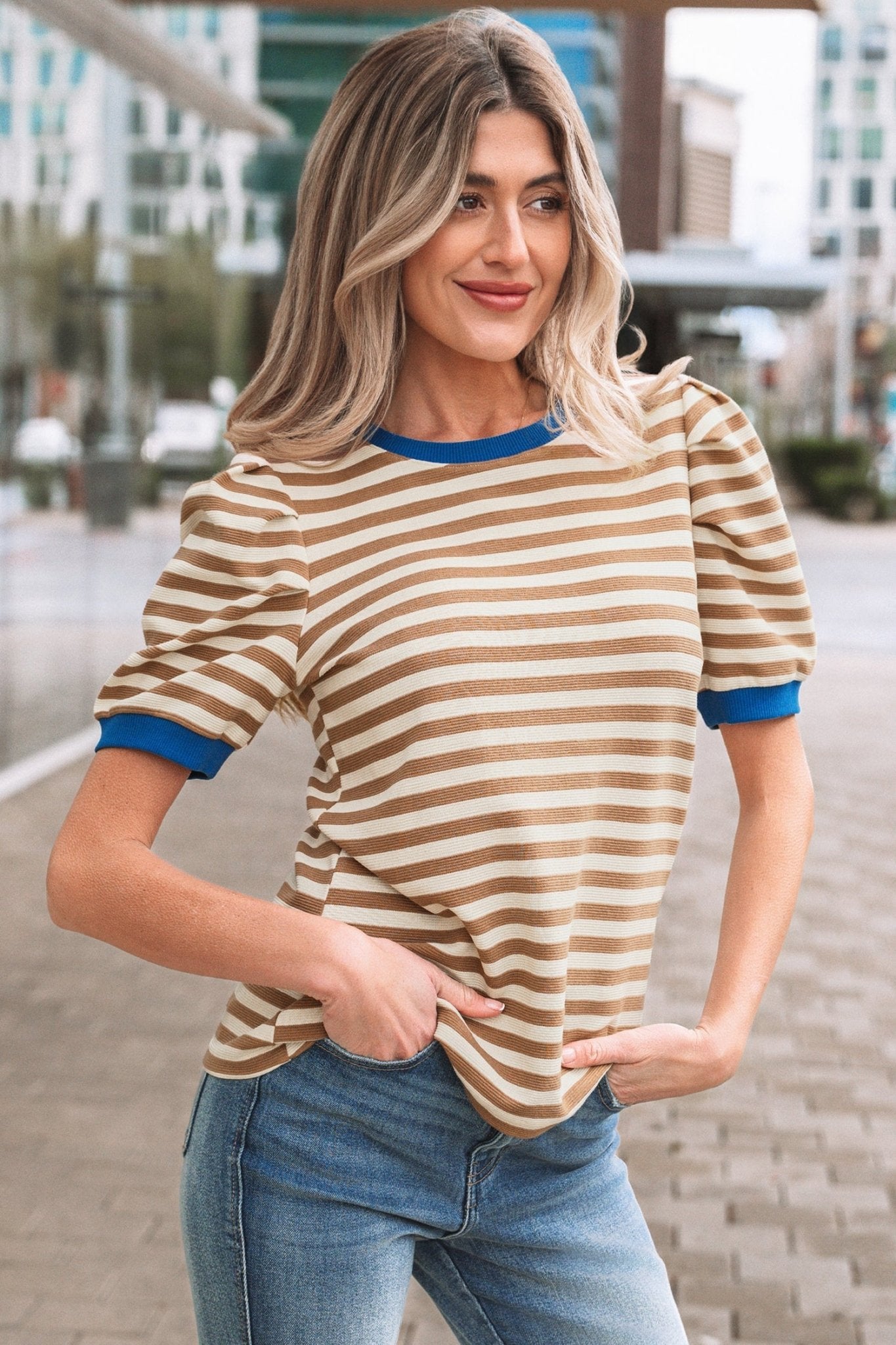 Elora Sleeve Contrast Trim Tee - Hello Beautiful BoutiqueTops & TeesThreaded Pear