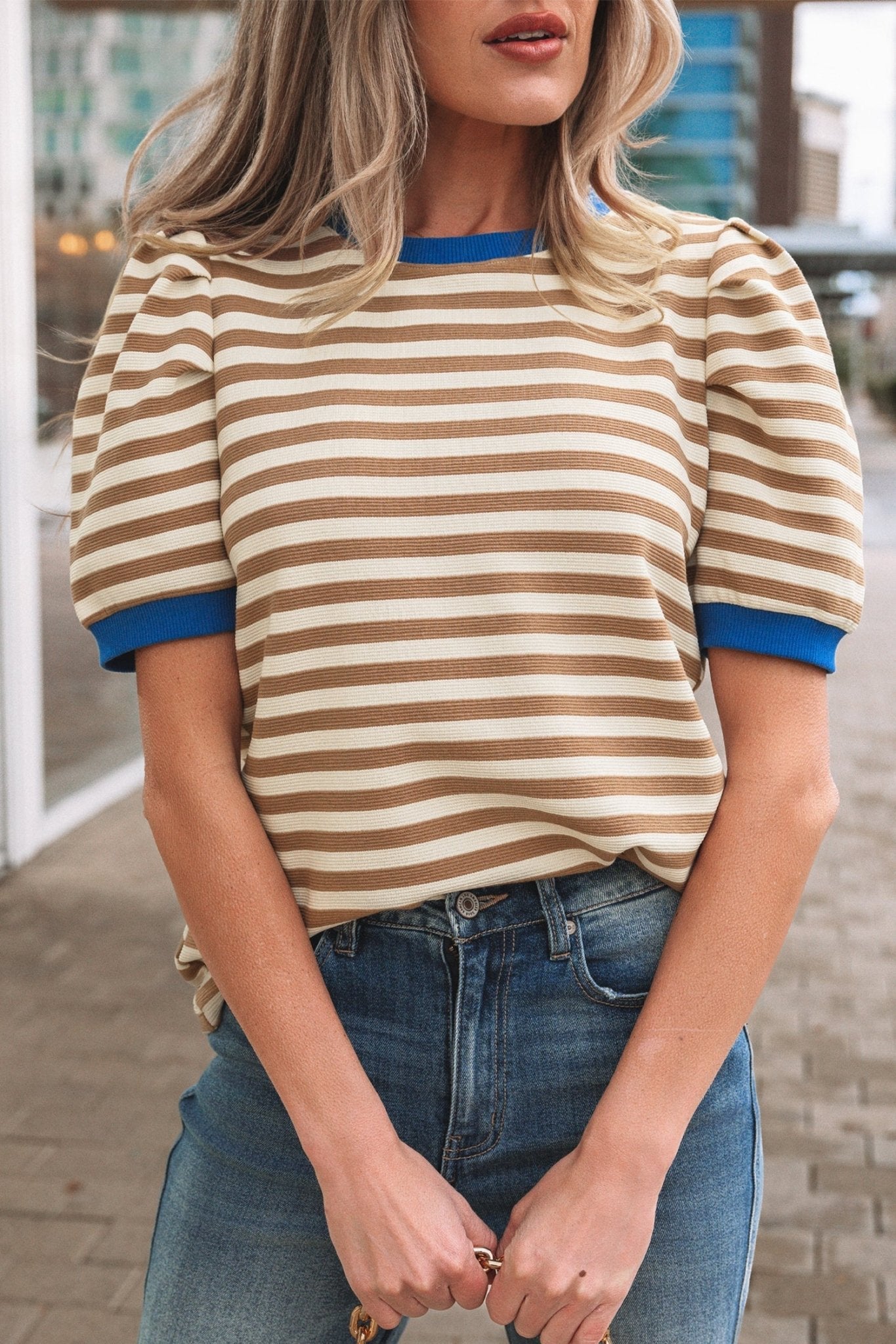 Elora Sleeve Contrast Trim Tee - Hello Beautiful BoutiqueTops & TeesThreaded Pear