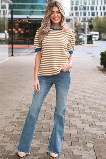 Elora Sleeve Contrast Trim Tee - Hello Beautiful BoutiqueTops & TeesThreaded Pear