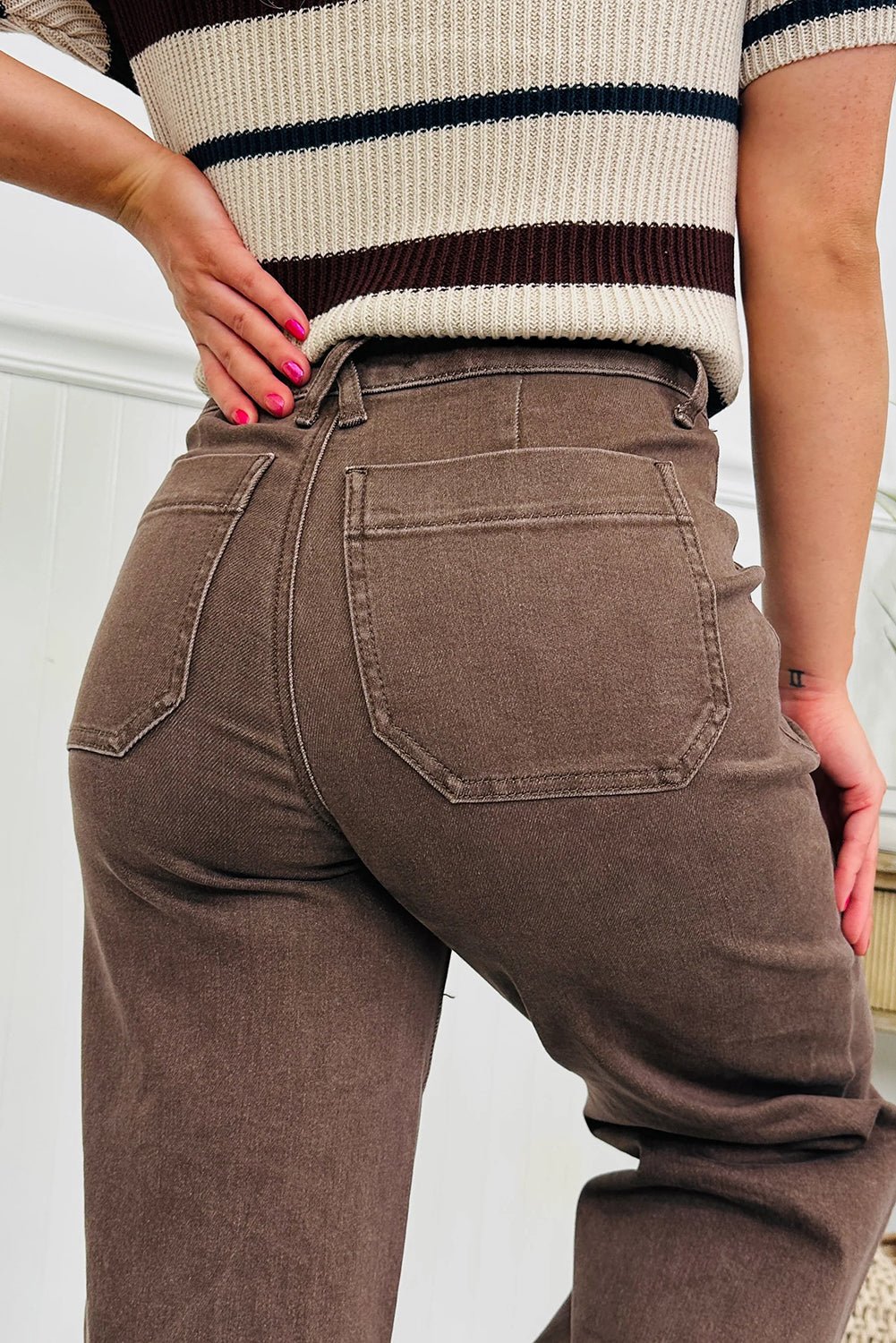 Elora Washed Patch Loose Jeans - Hello Beautiful BoutiqueJeansThreaded Pear