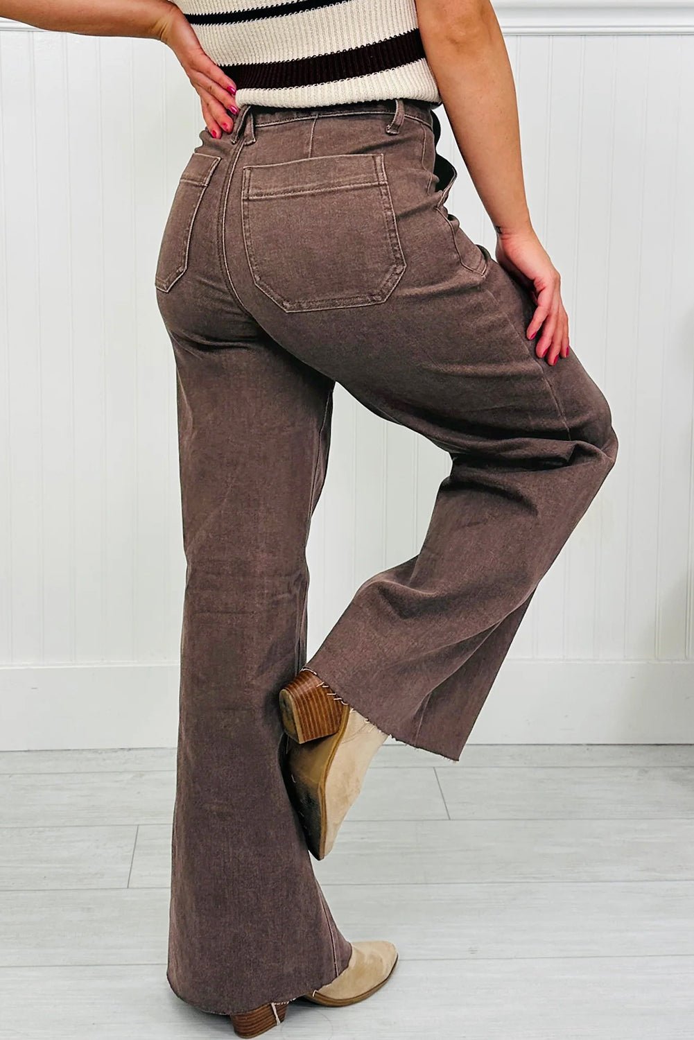 Elora Washed Patch Loose Jeans - Hello Beautiful BoutiqueJeansThreaded Pear