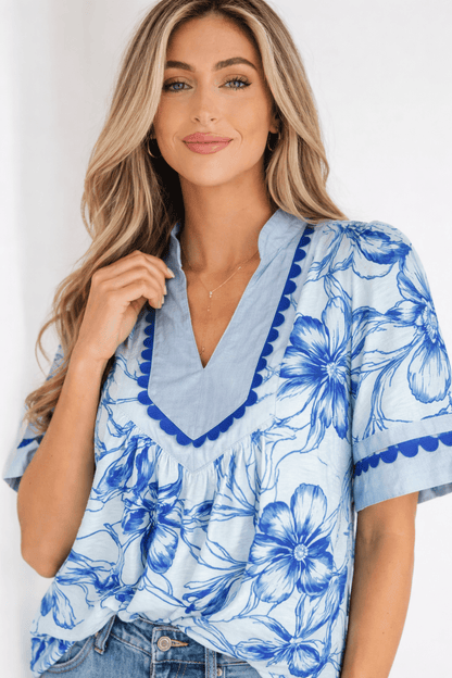 Elowen Short Sleeve Floral Blouse - Hello Beautiful BoutiqueBlouses & ShirtsThreaded Pear