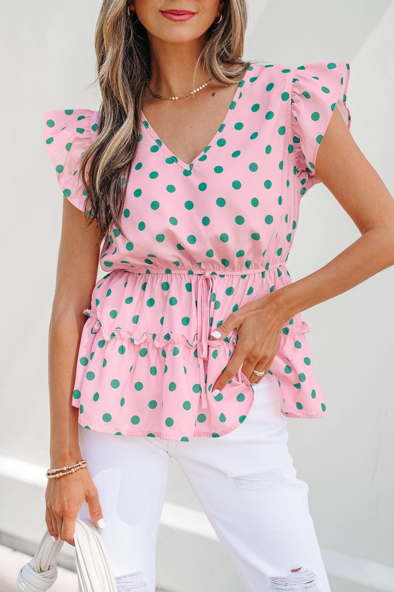 Elowyn Drawstring Tiered Babydoll Blouse - Hello Beautiful BoutiqueBlouses & ShirtsThreaded Pear