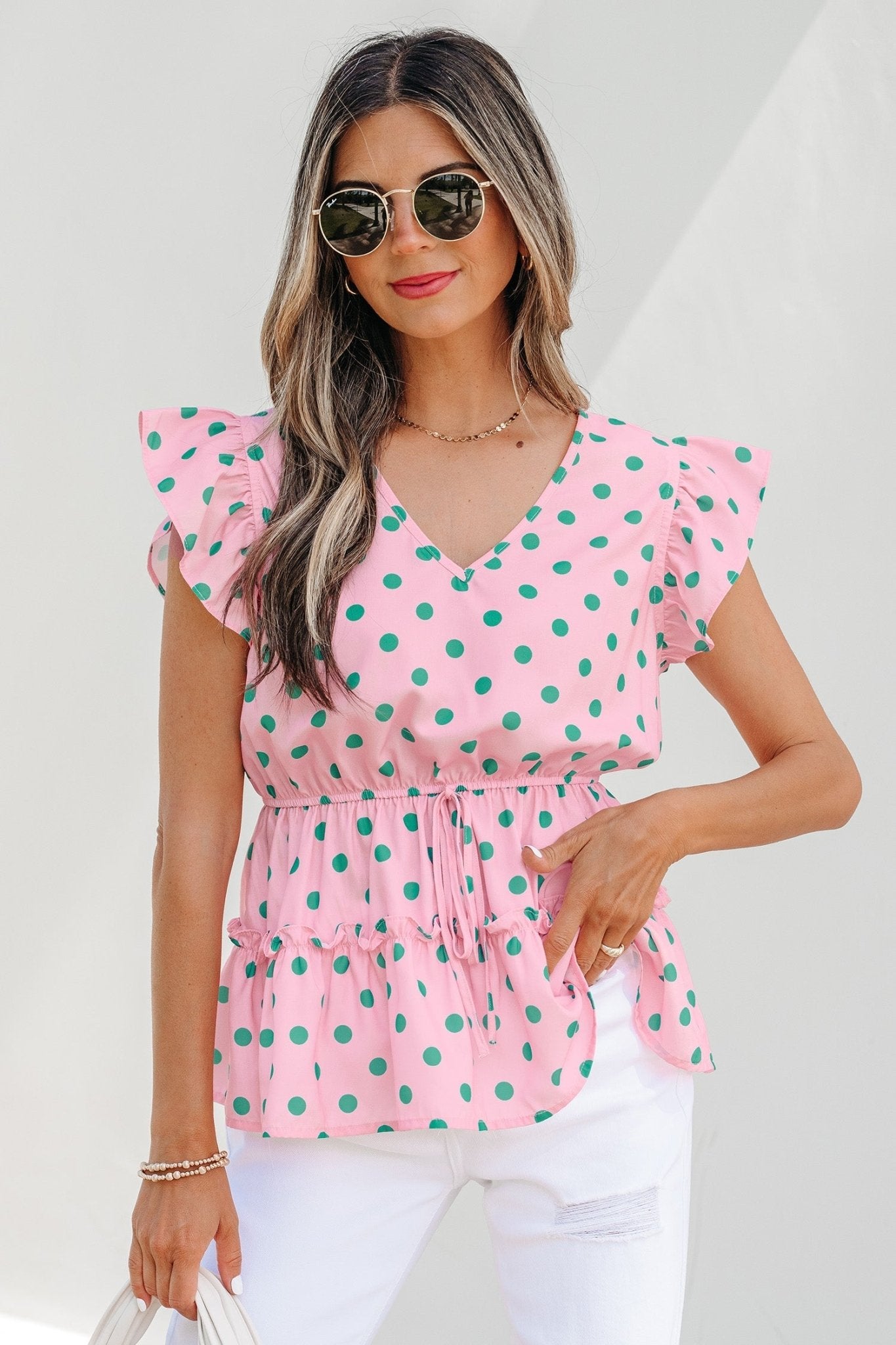 Elowyn Drawstring Tiered Babydoll Blouse - Hello Beautiful BoutiqueBlouses & ShirtsThreaded Pear