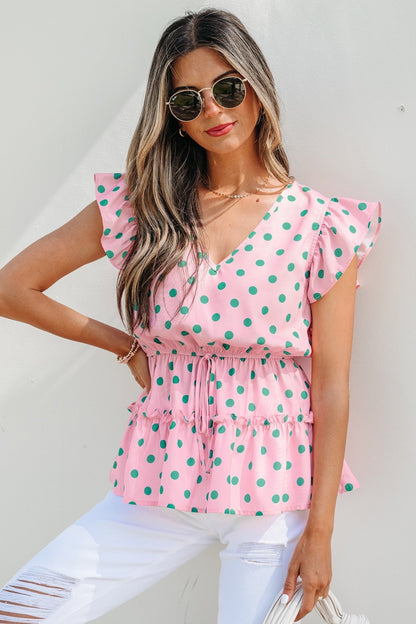 Elowyn Drawstring Tiered Babydoll Blouse - Hello Beautiful BoutiqueBlouses & ShirtsThreaded Pear