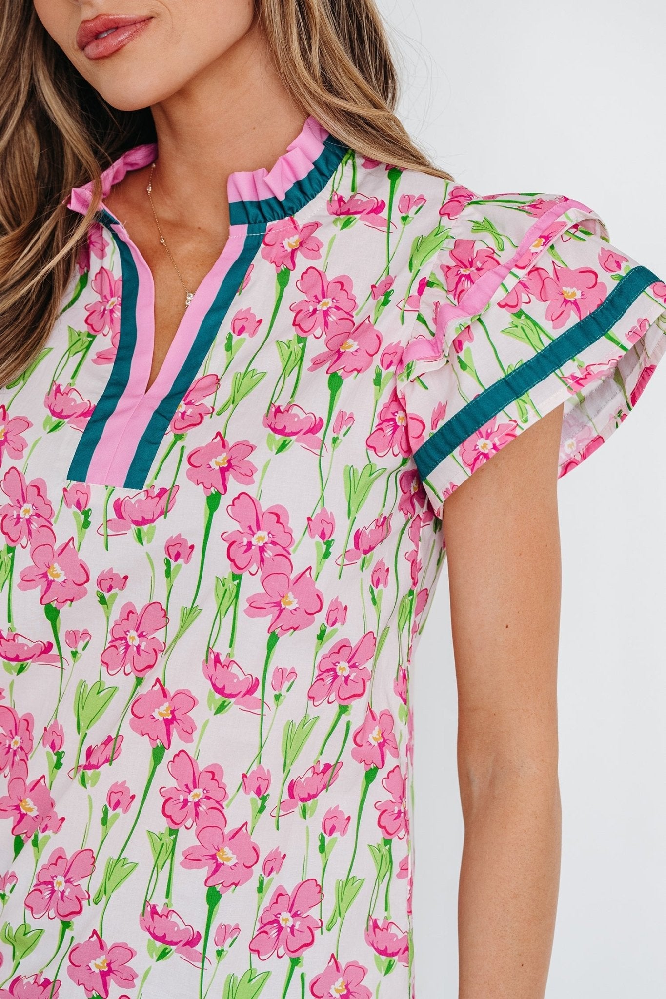 Elyse Ruffled Short Sleeve Blouse - Hello Beautiful BoutiqueBlouses & ShirtsThreaded Pear