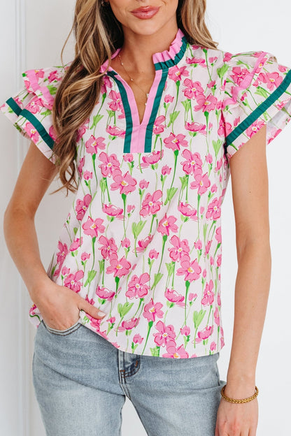 Elyse Ruffled Short Sleeve Blouse - Hello Beautiful BoutiqueBlouses & ShirtsThreaded Pear