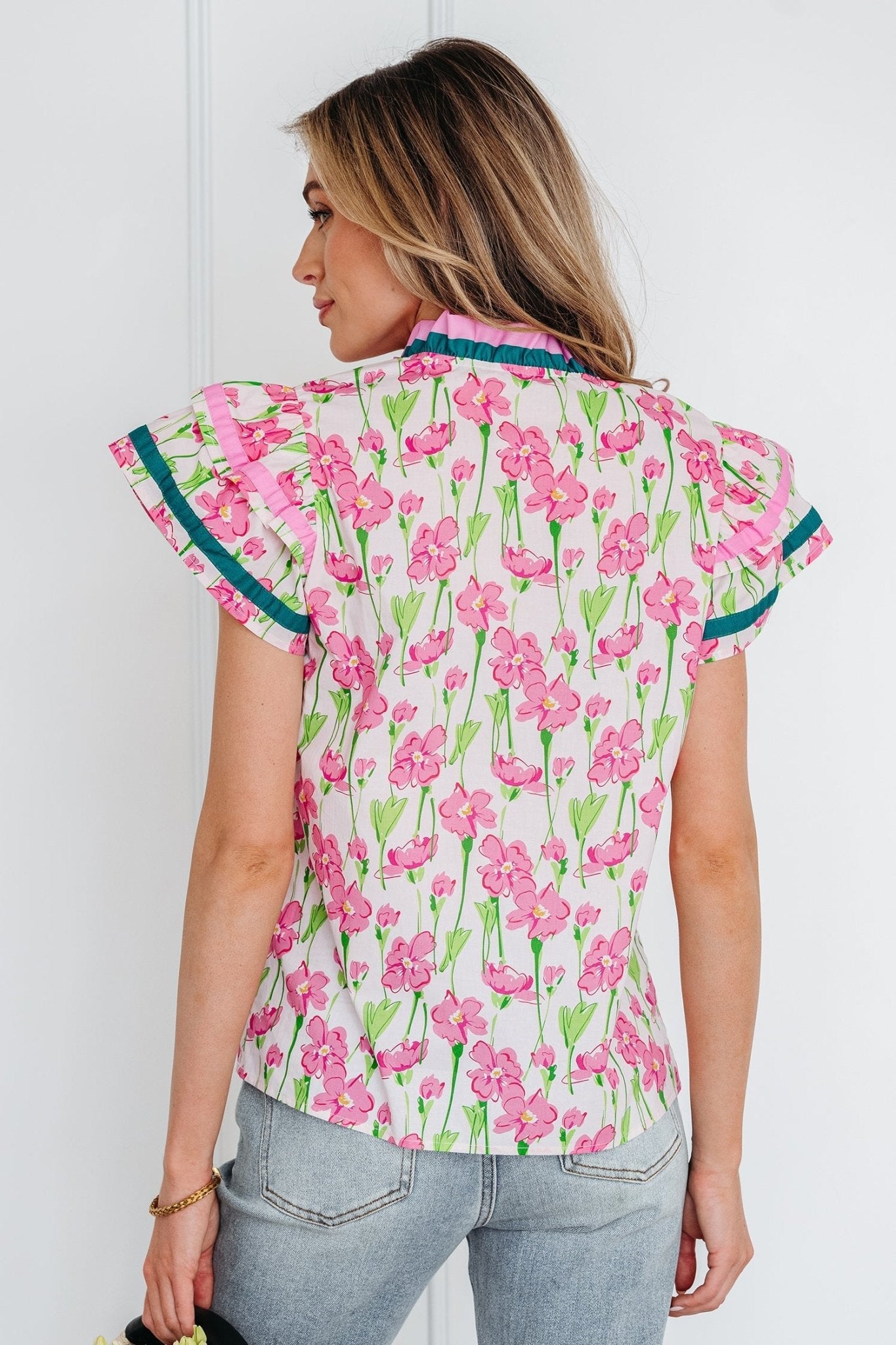 Elyse Ruffled Short Sleeve Blouse - Hello Beautiful BoutiqueBlouses & ShirtsThreaded Pear