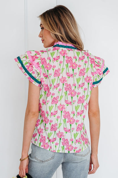 Elyse Ruffled Short Sleeve Blouse - Hello Beautiful BoutiqueBlouses & ShirtsThreaded Pear