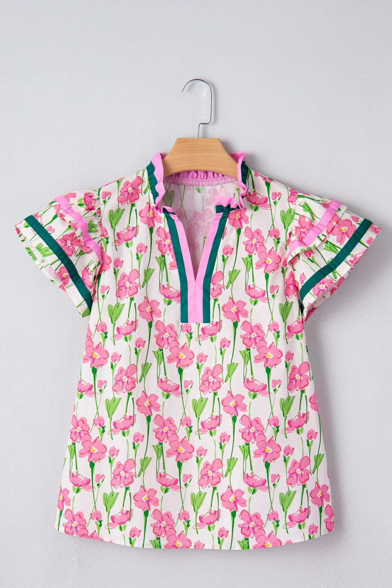 Elyse Ruffled Short Sleeve Blouse - Hello Beautiful BoutiqueBlouses & ShirtsThreaded Pear