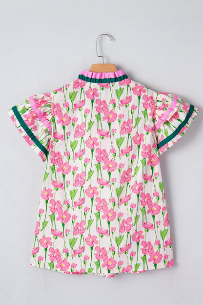 Elyse Ruffled Short Sleeve Blouse - Hello Beautiful BoutiqueBlouses & ShirtsThreaded Pear