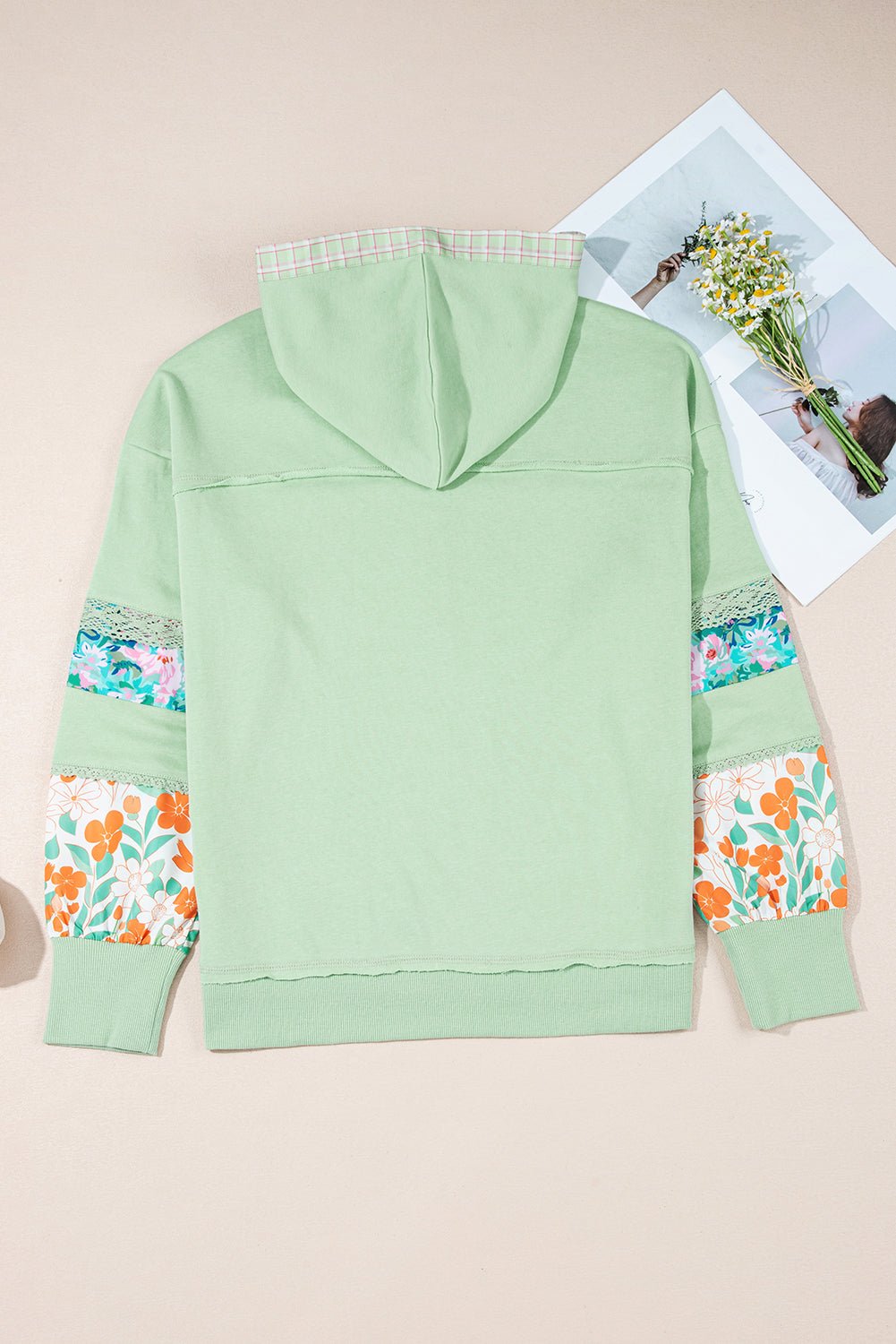 Emberly Patchwork Half Hooded Pullover - Hello Beautiful BoutiqueLong Sleeve TopsThreaded Pear