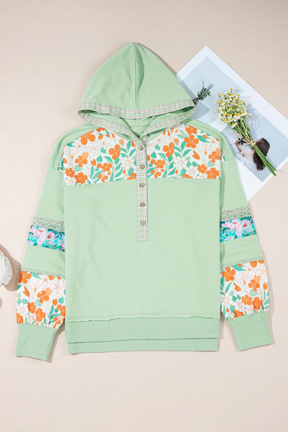 Emberly Patchwork Half Hooded Pullover - Hello Beautiful BoutiqueLong Sleeve TopsThreaded Pear