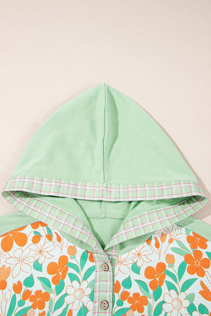 Emberly Patchwork Half Hooded Pullover - Hello Beautiful BoutiqueLong Sleeve TopsThreaded Pear