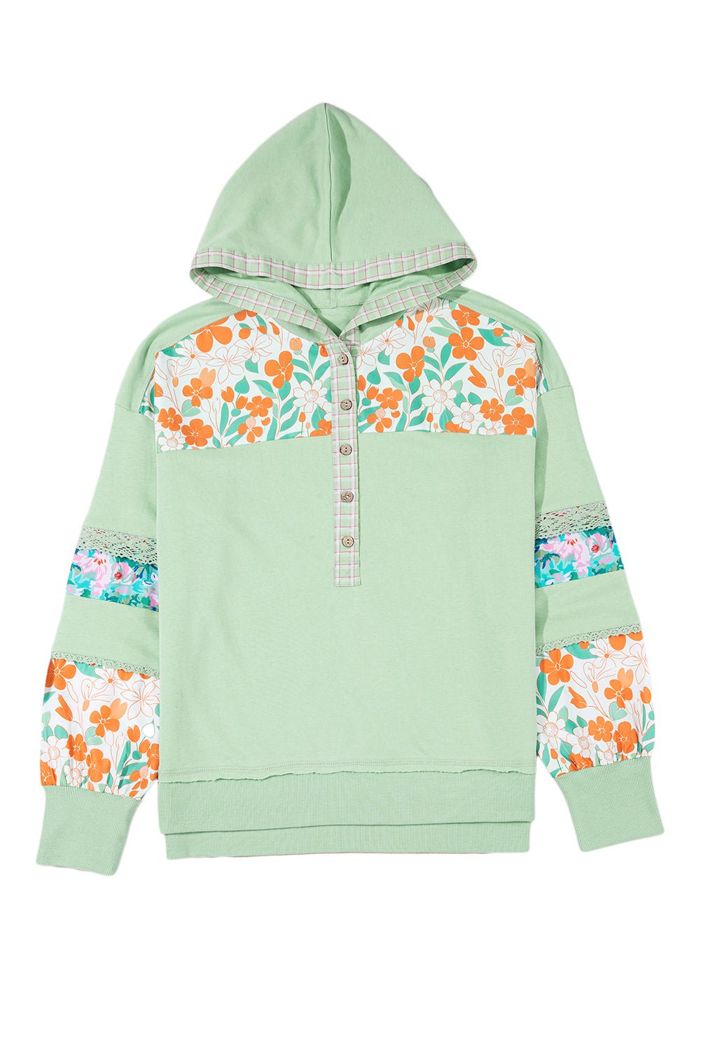 Emberly Patchwork Half Hooded Pullover - Hello Beautiful BoutiqueLong Sleeve TopsThreaded Pear