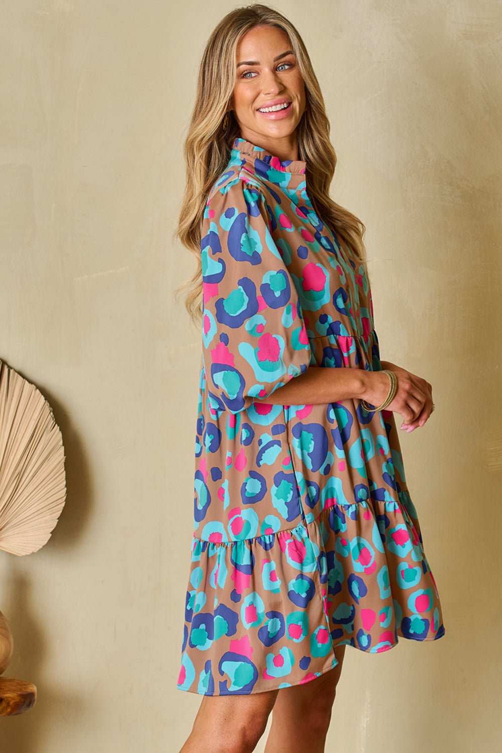 Emerie Sleeve Slit Ruffled Dress - Hello Beautiful BoutiqueMini DressesThreaded Pear