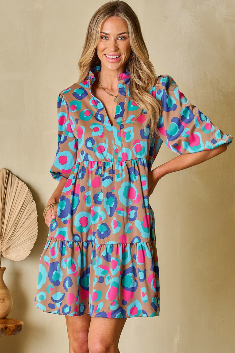 Emerie Sleeve Slit Ruffled Dress - Hello Beautiful BoutiqueMini DressesThreaded Pear