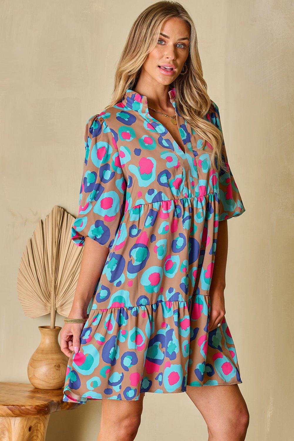 Emerie Sleeve Slit Ruffled Dress - Hello Beautiful BoutiqueMini DressesThreaded Pear