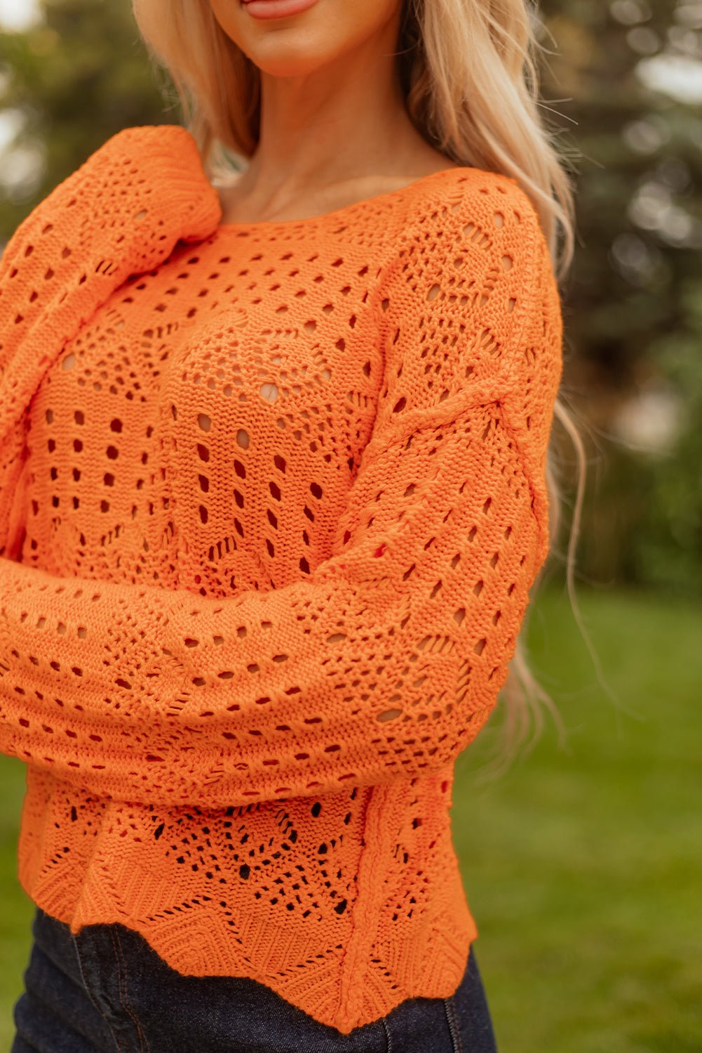 Emerson Crochet Scallop Edge Sweater - Hello Beautiful Boutique15% OFFThreaded Pear