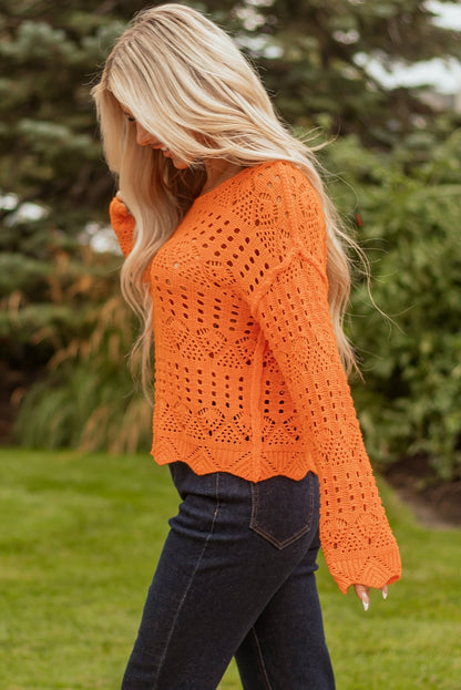Emerson Crochet Scallop Edge Sweater - Hello Beautiful Boutique15% OFFThreaded Pear