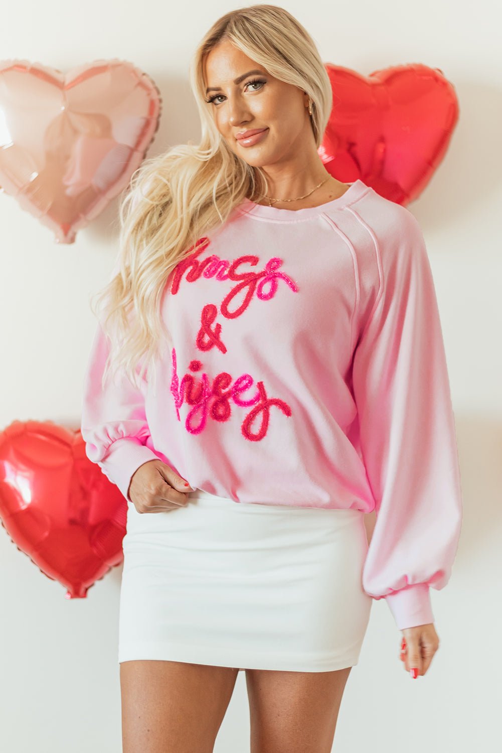 Emery Embroidered Raglan Sleeve Sweatshirt - Hello Beautiful BoutiqueSweatshirts & HoodiesThreaded Pear