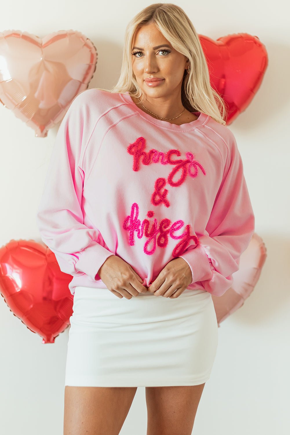 Emery Embroidered Raglan Sleeve Sweatshirt - Hello Beautiful BoutiqueSweatshirts & HoodiesThreaded Pear