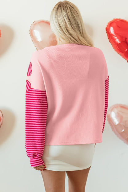 Emi Striped Sleeve Textured Top - Hello Beautiful BoutiqueLong Sleeve TopsThreaded Pear