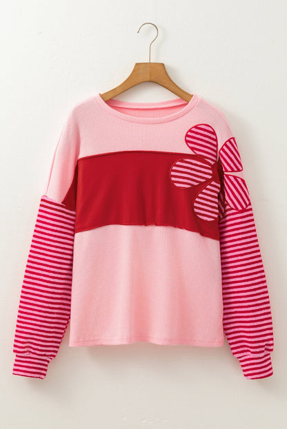 Emi Striped Sleeve Textured Top - Hello Beautiful BoutiqueLong Sleeve TopsThreaded Pear
