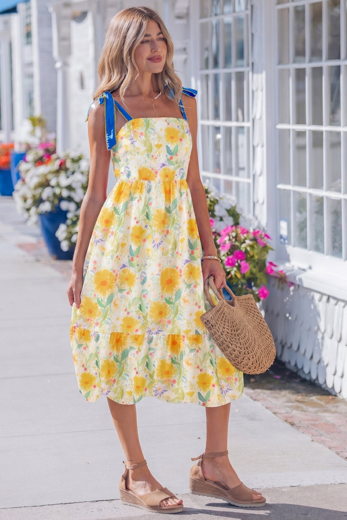 Emilia Straps High Waist Dress - Hello Beautiful BoutiqueFloral DressesThreaded Pear