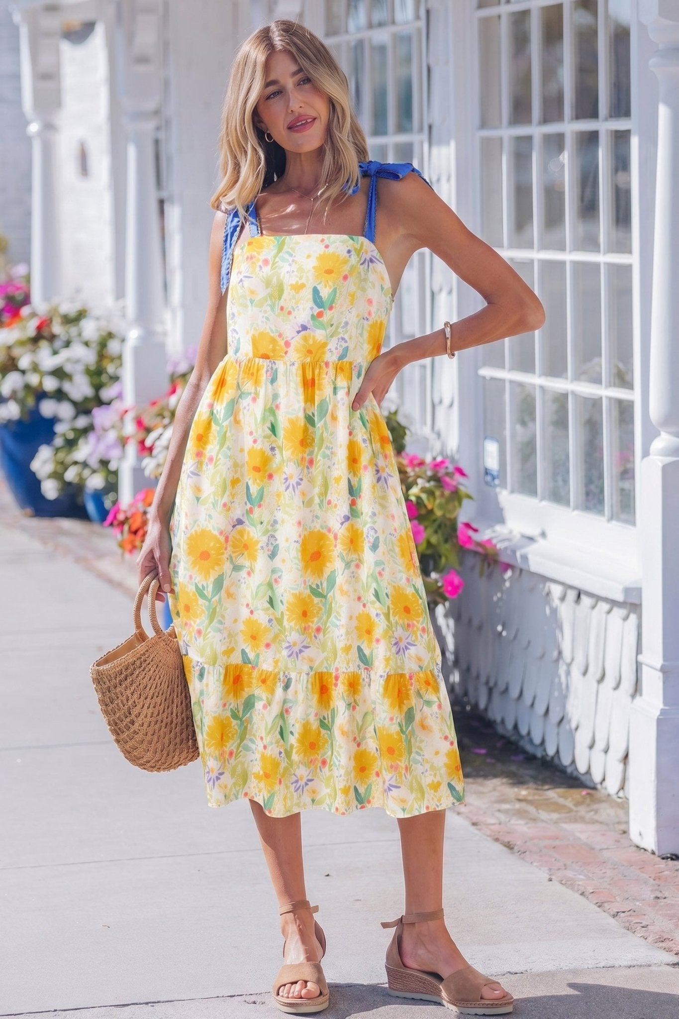 Emilia Straps High Waist Dress - Hello Beautiful BoutiqueFloral DressesThreaded Pear