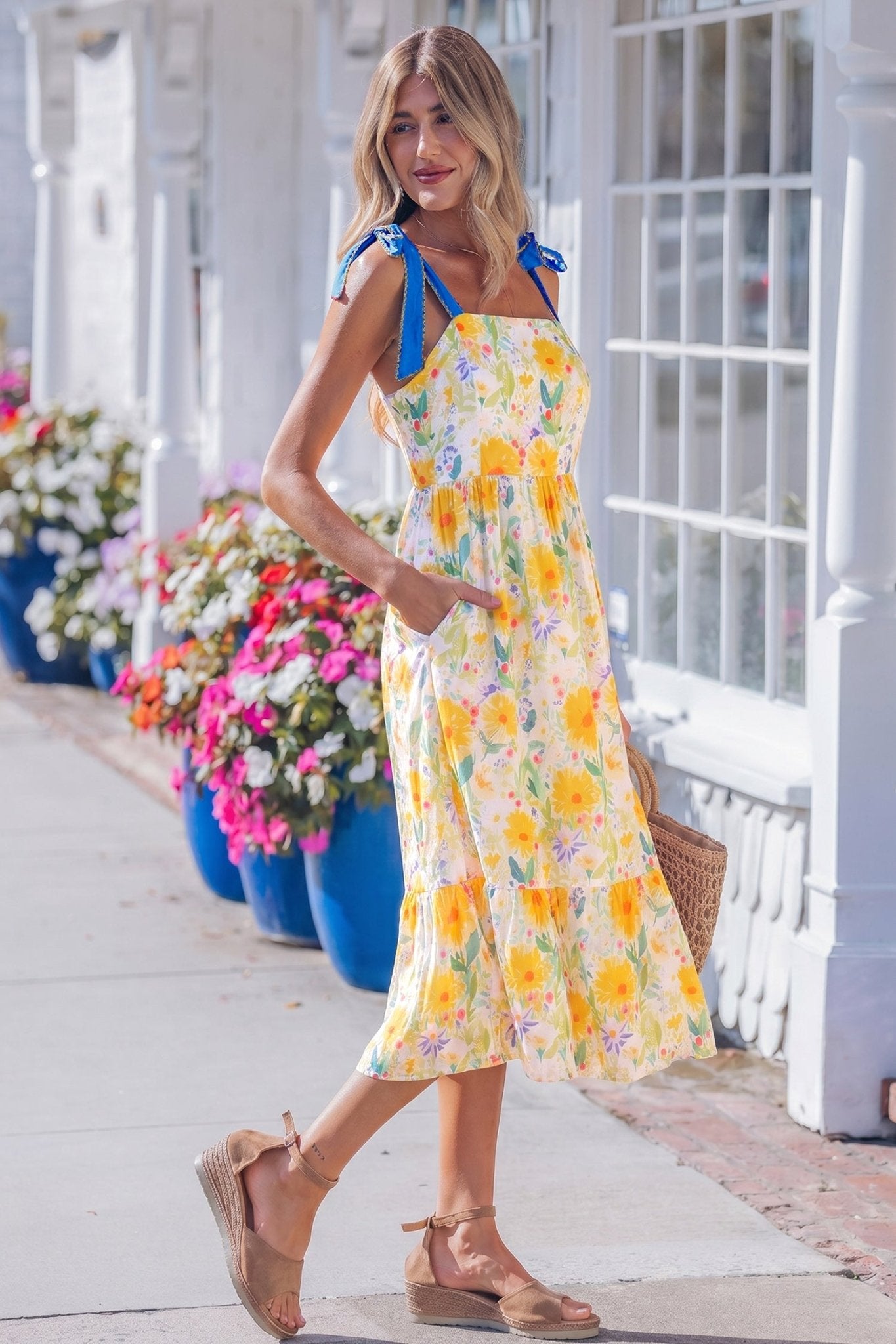 Emilia Straps High Waist Dress - Hello Beautiful BoutiqueFloral DressesThreaded Pear