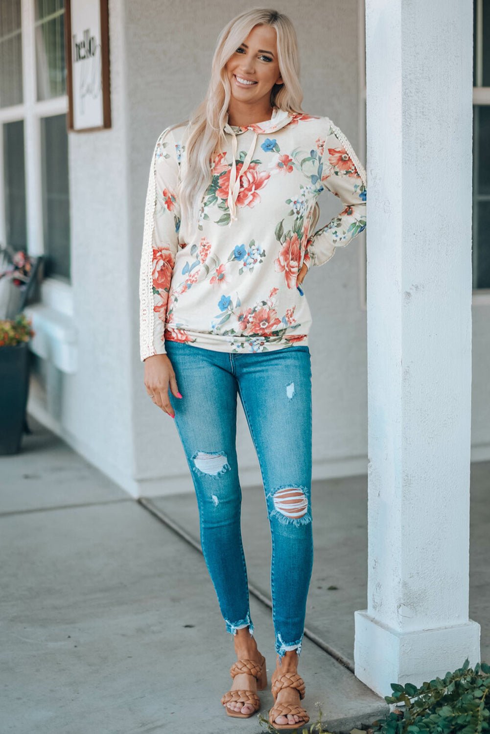 Emilie Contrast Long Sleeve Hoodie - Hello Beautiful BoutiqueSweatshirts & HoodiesThreaded Pear