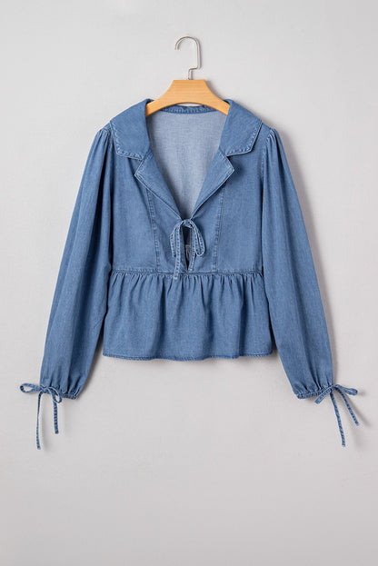 Emmy Sleeve Tied Peplum Top - Hello Beautiful BoutiqueBlouses & ShirtsThreaded Pear