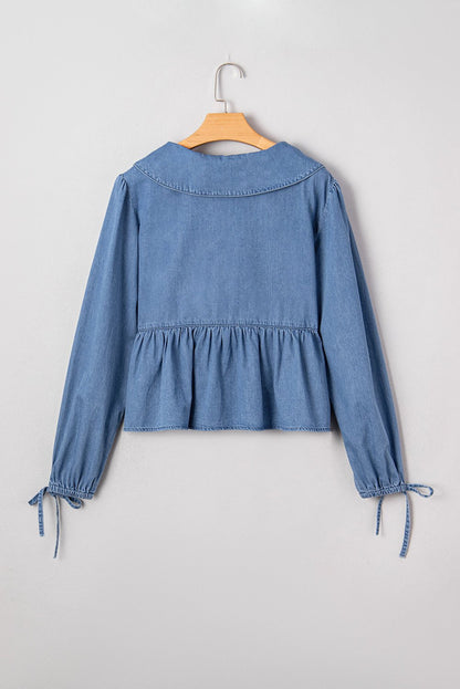 Emmy Sleeve Tied Peplum Top - Hello Beautiful BoutiqueBlouses & ShirtsThreaded Pear