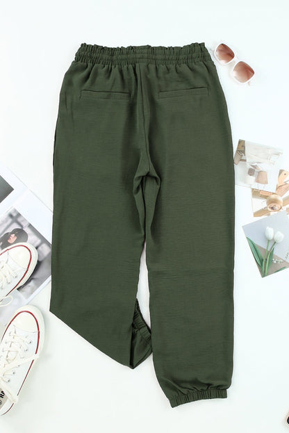 Emory Drawstring Smocked Waist Joggers - Hello Beautiful BoutiquePants & CulotteThreaded Pear