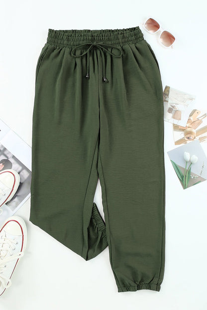 Emory Drawstring Smocked Waist Joggers - Hello Beautiful BoutiquePants & CulotteThreaded Pear