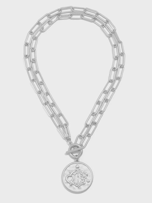 Engraved Coin Pendant Necklace N2694 - Hello Beautiful BoutiqueNecklaceZenzii