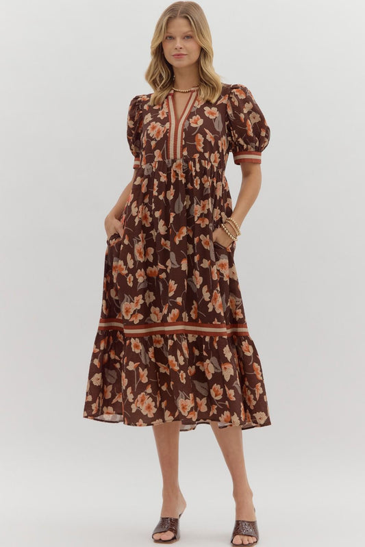 Floral Dress w/ Multicolor Band 27344