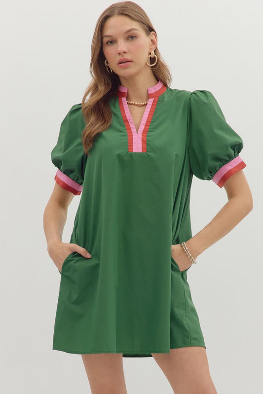 Pullover Dress with Multicolor Band 27739