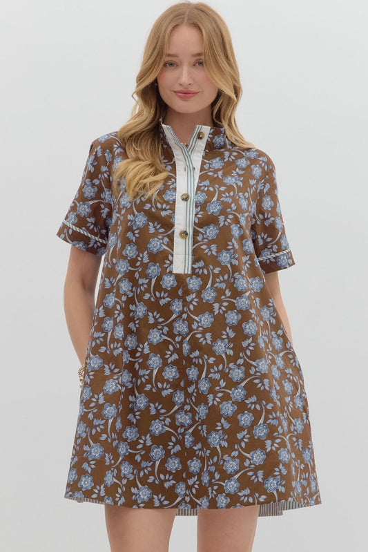 Floral Print High Neck Dress 27786