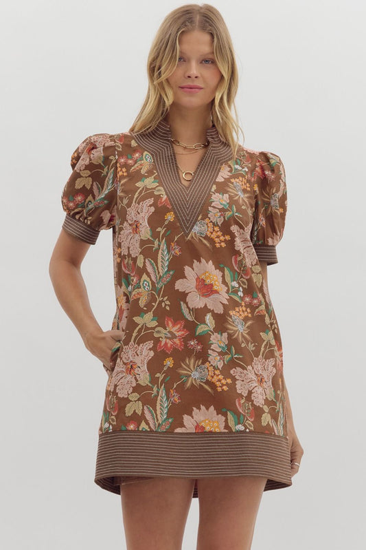 Flor Print Puff Sleeve Dress 27948
