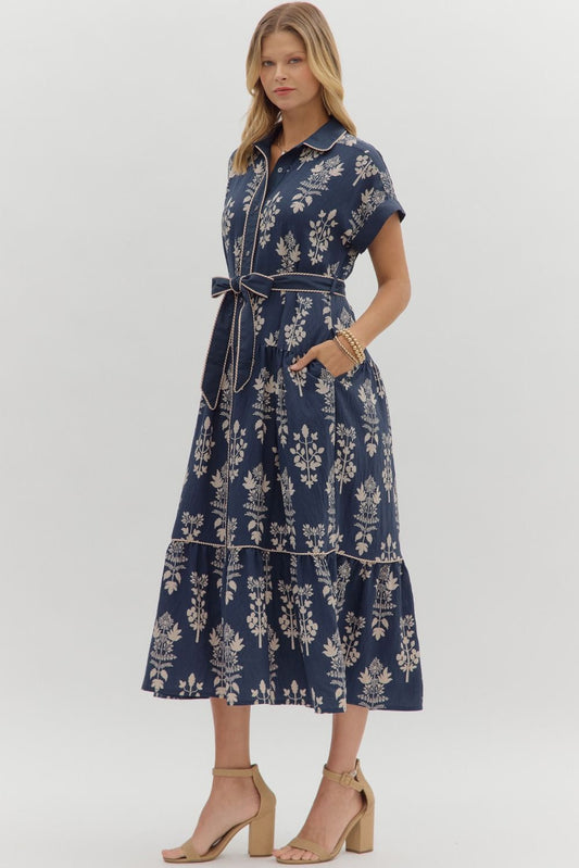Botanical Pattern Midi Dress 28065