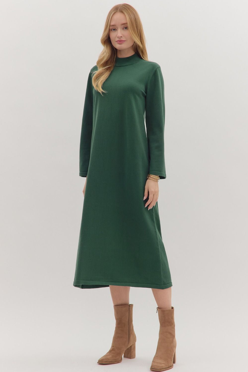 Mock Neck Midi Dress D28818