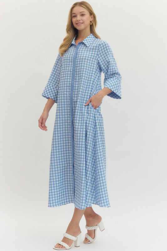 Gingham Check Maxi Dress D29602